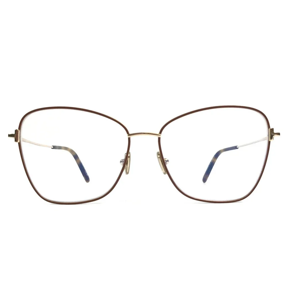 Tom Ford Eyeglasses Frames TF5906-B 046 Brown Gold Butterfly Wire Rim 55-15-140